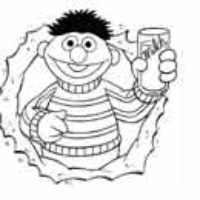 A coloring page of sesame street